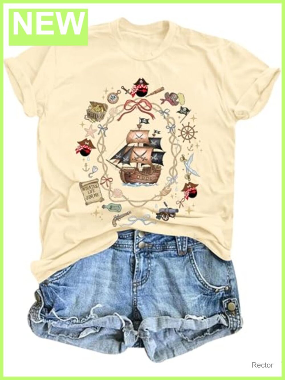 Funny Pirate Skeleton Graphic Tee Women Casual Skull T-Shirt